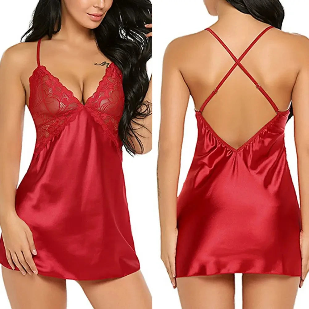Lace Satin Nightdress - Soft Elegant Sleepwear