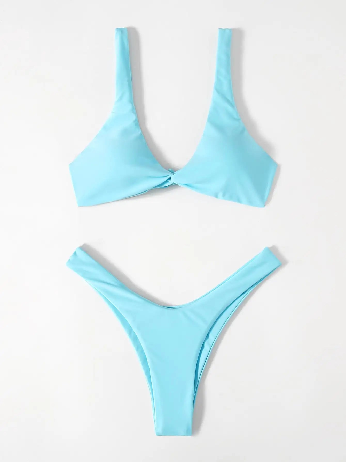 Tie-Detail Push-Up Bikini Set - High Leg Brazilian Swimwear