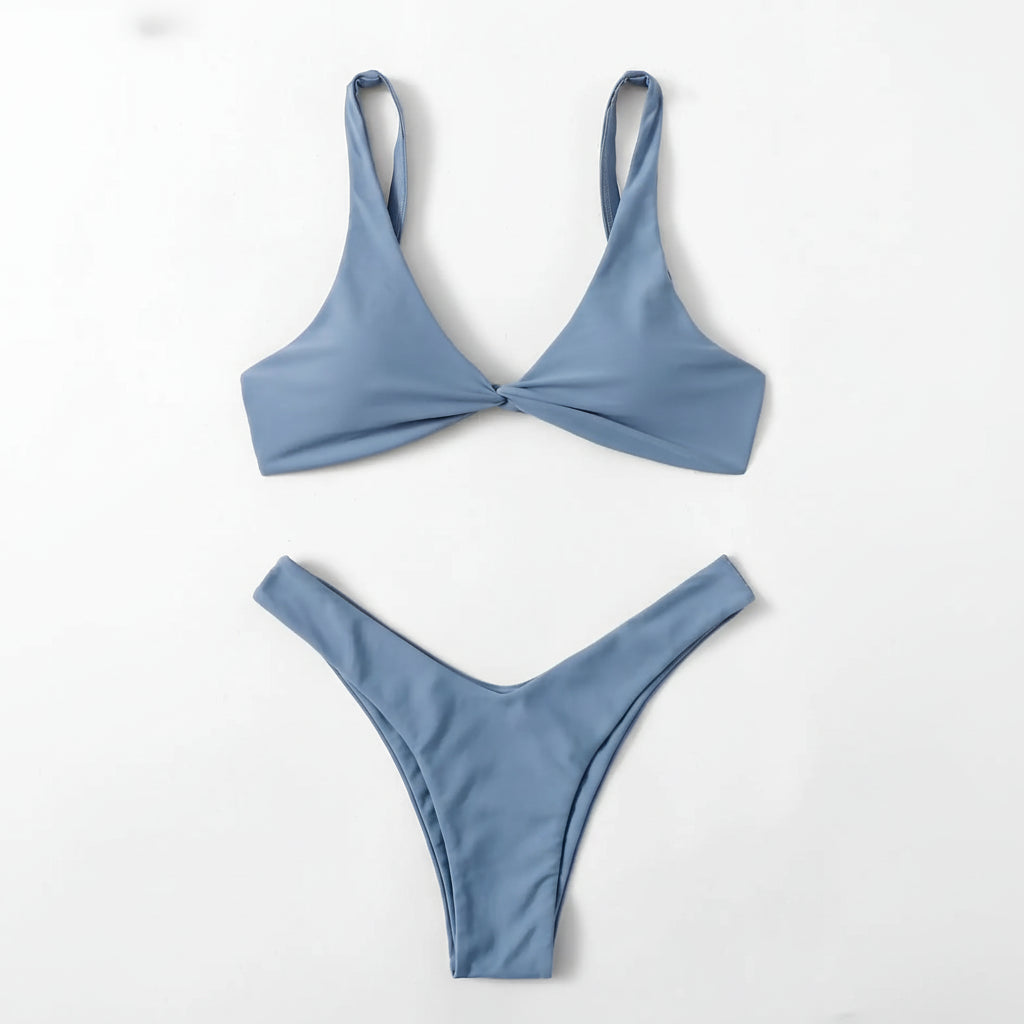 Tie-Detail Push-Up Bikini Set - High Leg Brazilian Swimwear