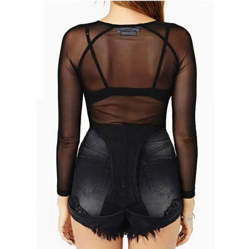 Sheer Mesh Long Sleeve Top - Edgy Clubwear Layer