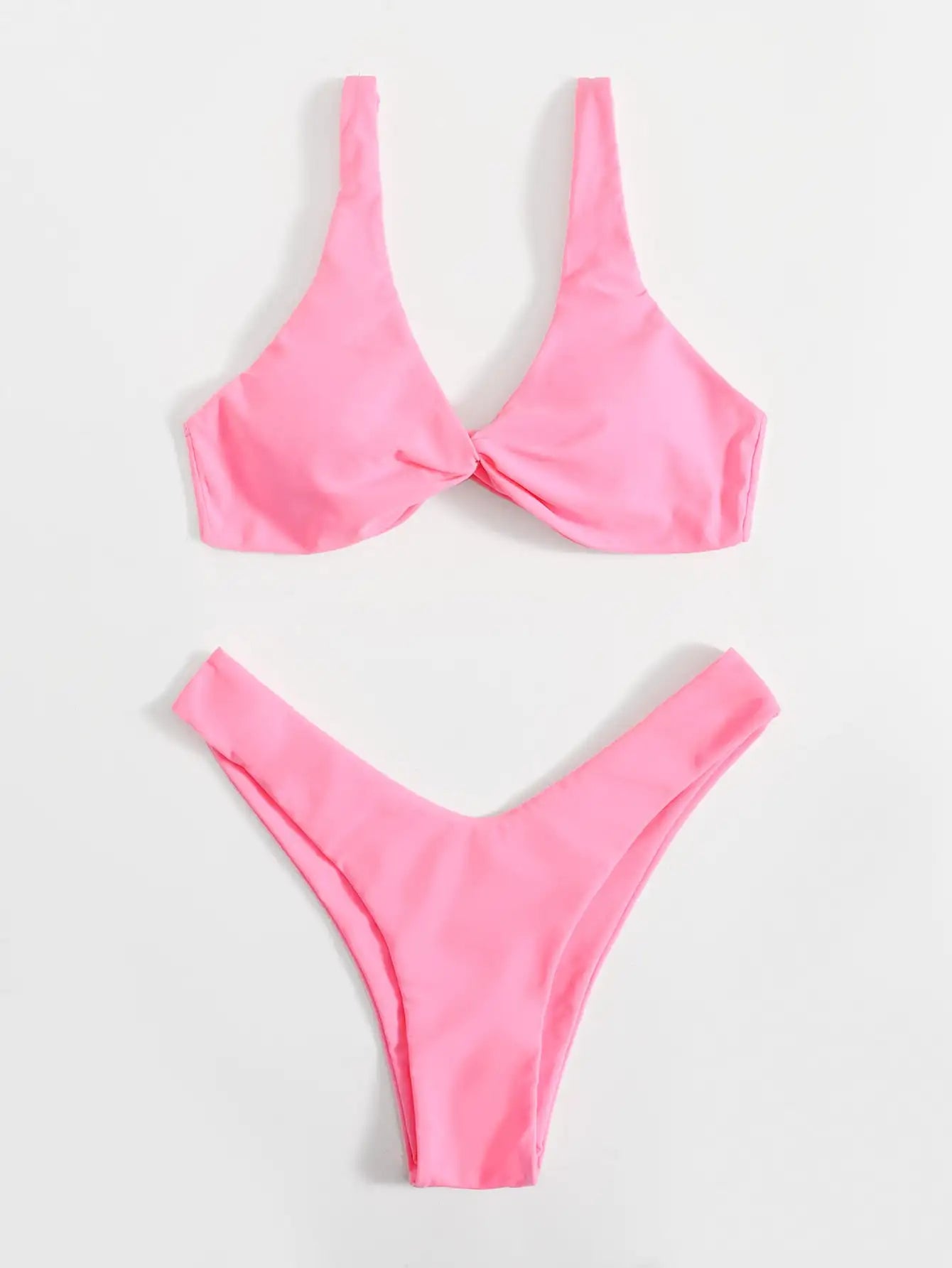 Tie-Detail Push-Up Bikini Set - High Leg Brazilian Swimwear