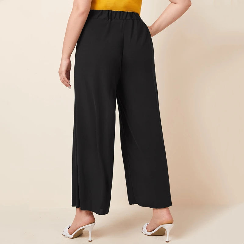 Plus Size Wide-Leg Pants - Elastic Waist Summer Comfort