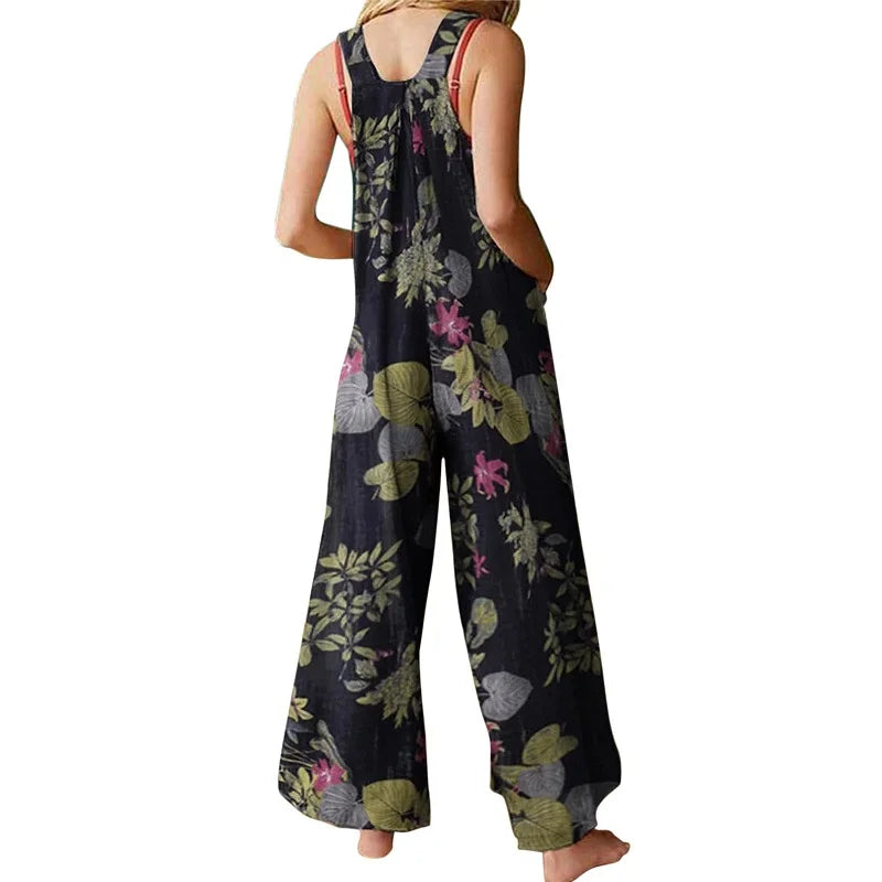 Linen Cotton Blend Square Neck Sleeveless Romper Jumpsuit - Elegant One-Piece