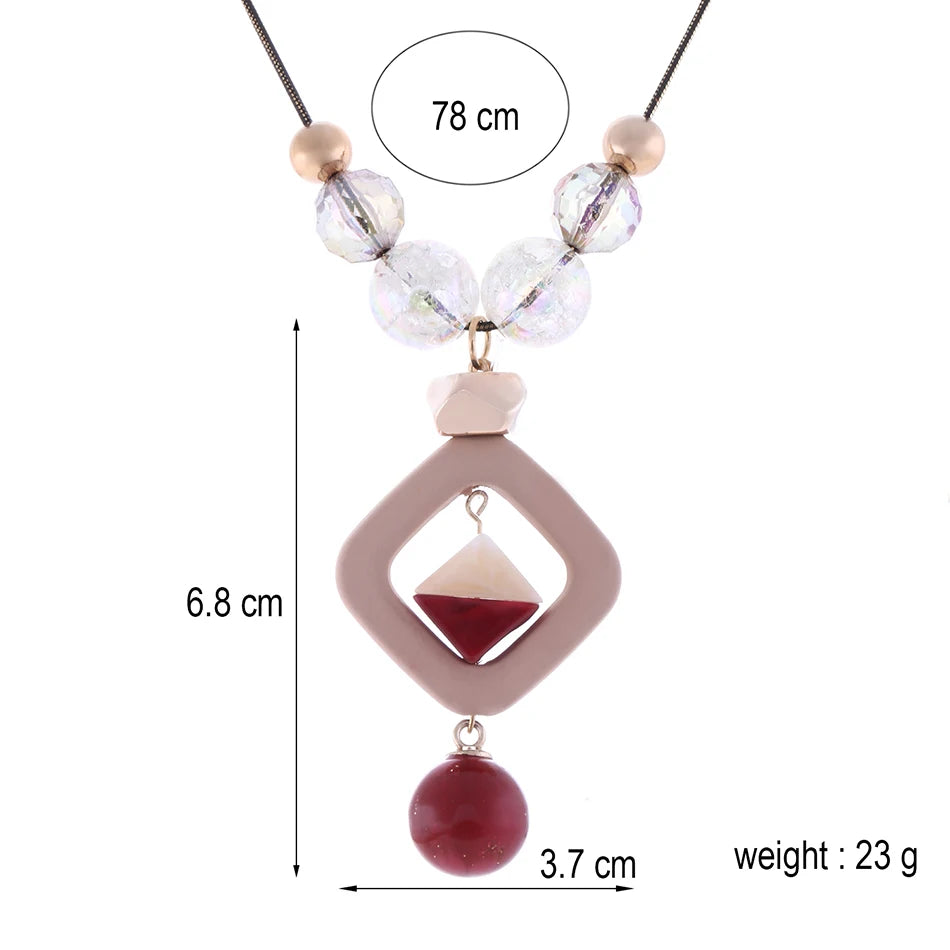 Fashion Acrylic Bead Long Necklace - Sweater Pendant Statement