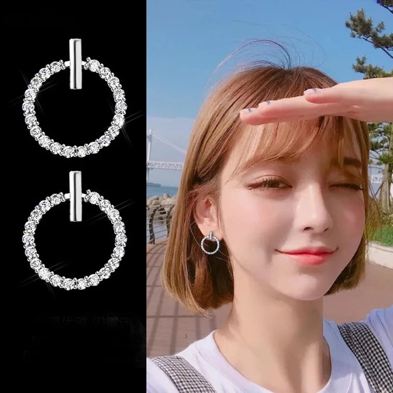 925 Sterling Silver Geometric Stud Earrings - Elegant Jewelry