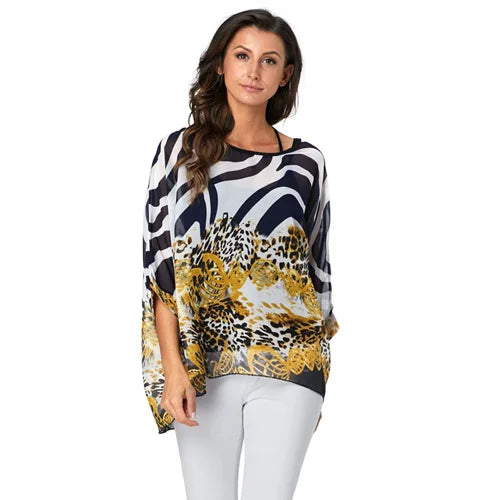 Plus Size Batwing Blouse - Casual Summer Button Shirt