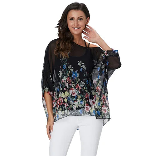Plus Size Batwing Blouse - Casual Summer Button Shirt