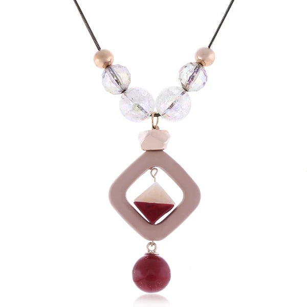 Fashion Acrylic Bead Long Necklace - Sweater Pendant Statement