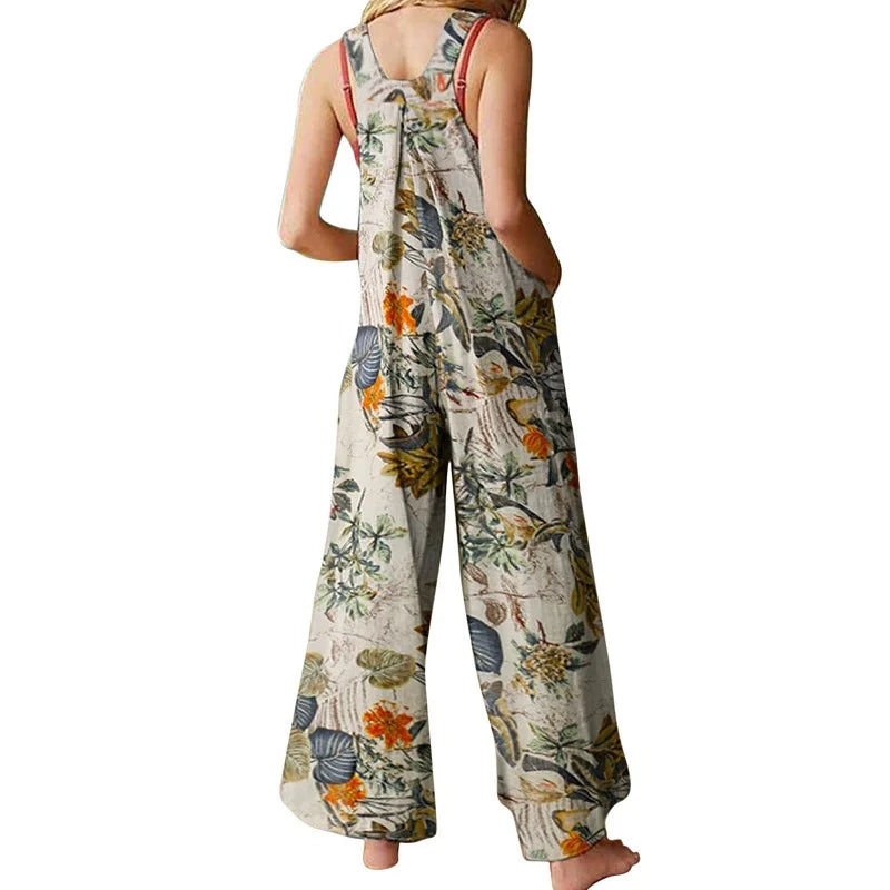 Linen Cotton Blend Square Neck Sleeveless Romper Jumpsuit - Elegant One-Piece