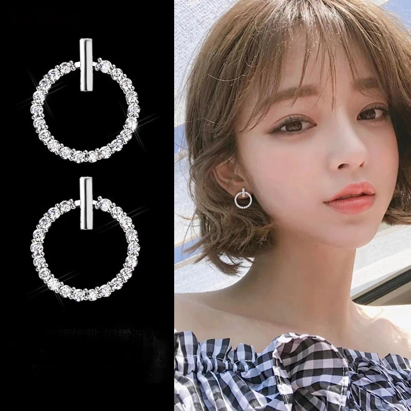 925 Sterling Silver Geometric Stud Earrings - Elegant Jewelry