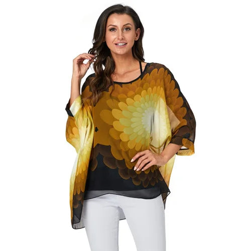 Plus Size Batwing Blouse - Casual Summer Button Shirt