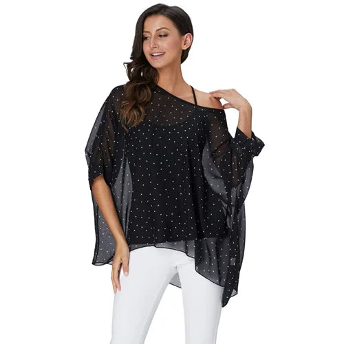 Plus Size Batwing Blouse - Casual Summer Button Shirt