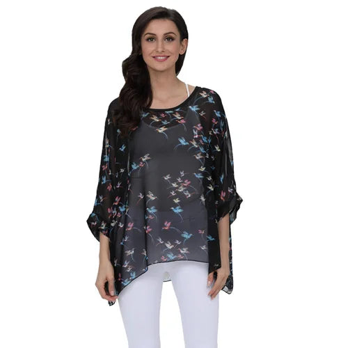 Plus Size Batwing Blouse - Casual Summer Button Shirt