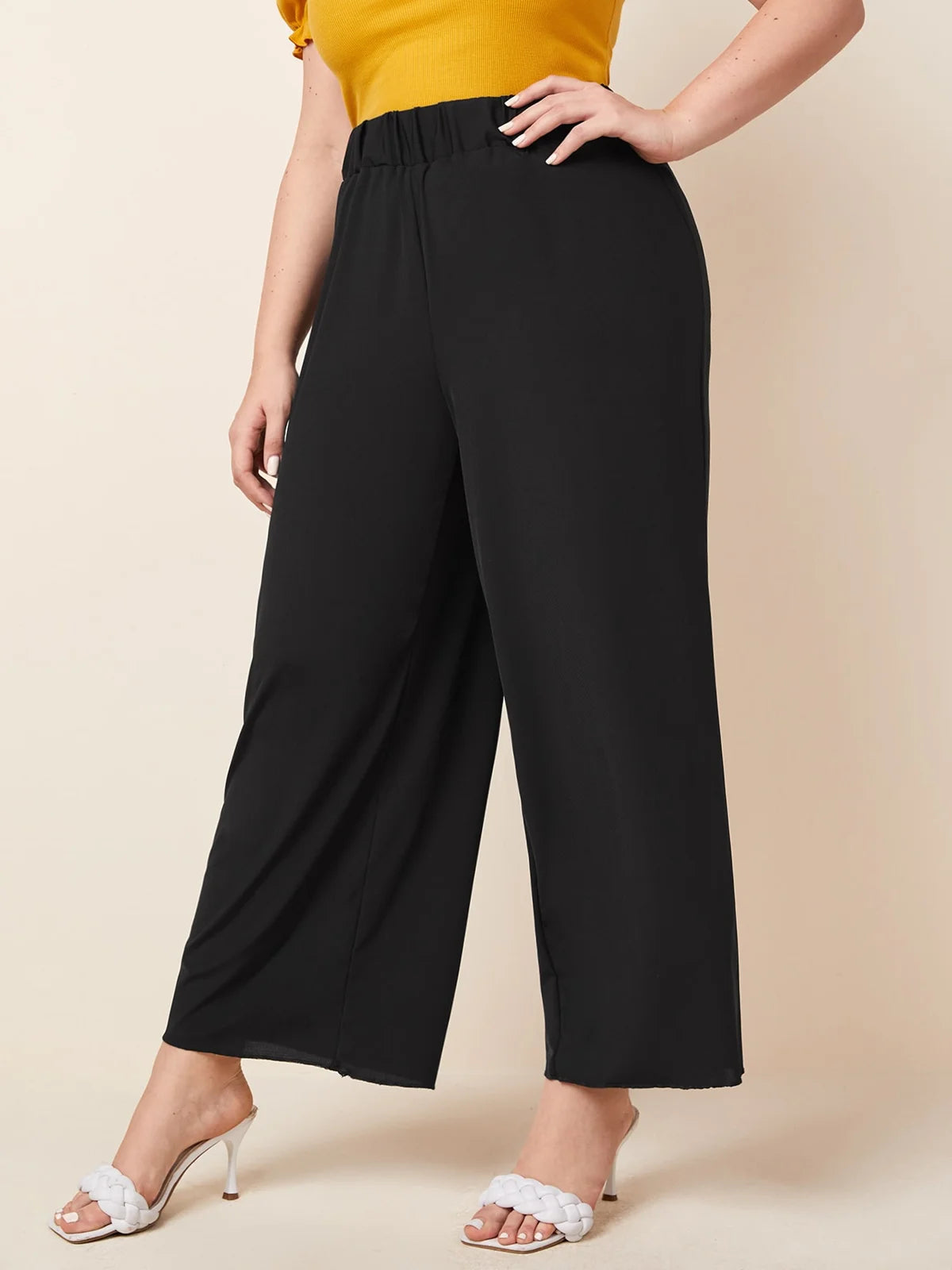 Plus Size Wide-Leg Pants - Elastic Waist Summer Comfort