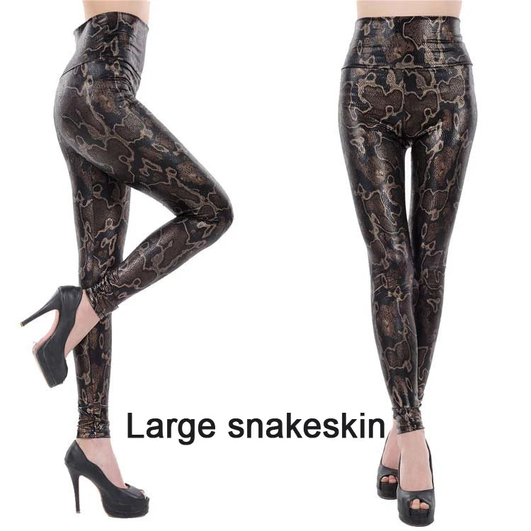 High-Waist Faux Leather Leggings - Stretch Sculpting Statement Fit