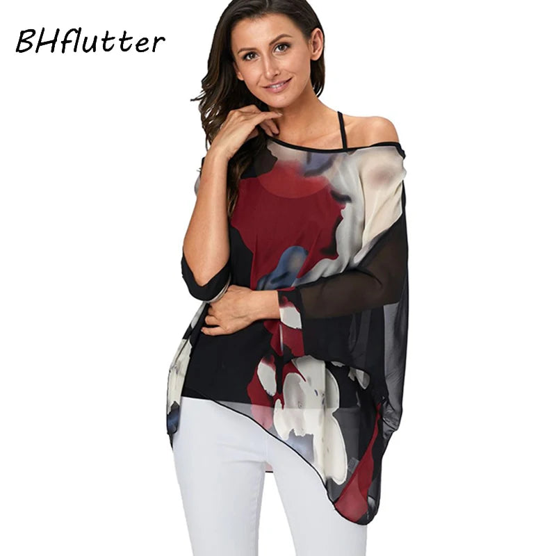 Plus Size Batwing Blouse - Casual Summer Button Shirt