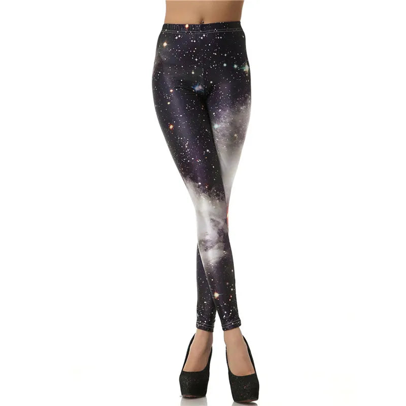 Galaxy Print Leggings - Slim Stretch Everyday Activewear