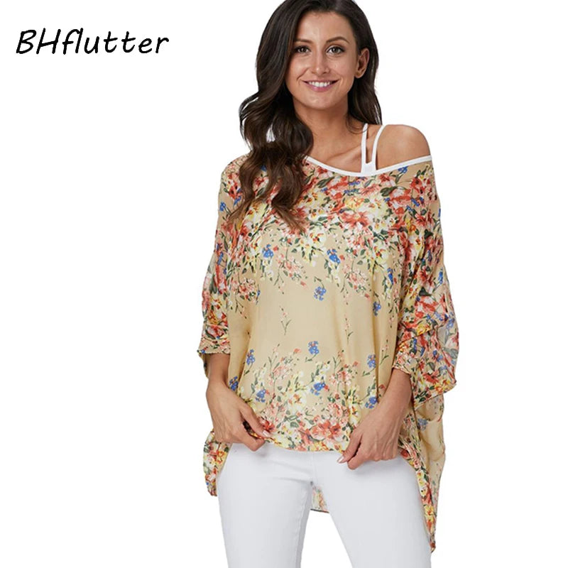 Plus Size Batwing Blouse - Casual Summer Button Shirt