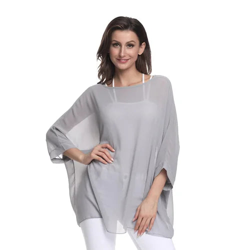 Plus Size Batwing Blouse - Casual Summer Button Shirt
