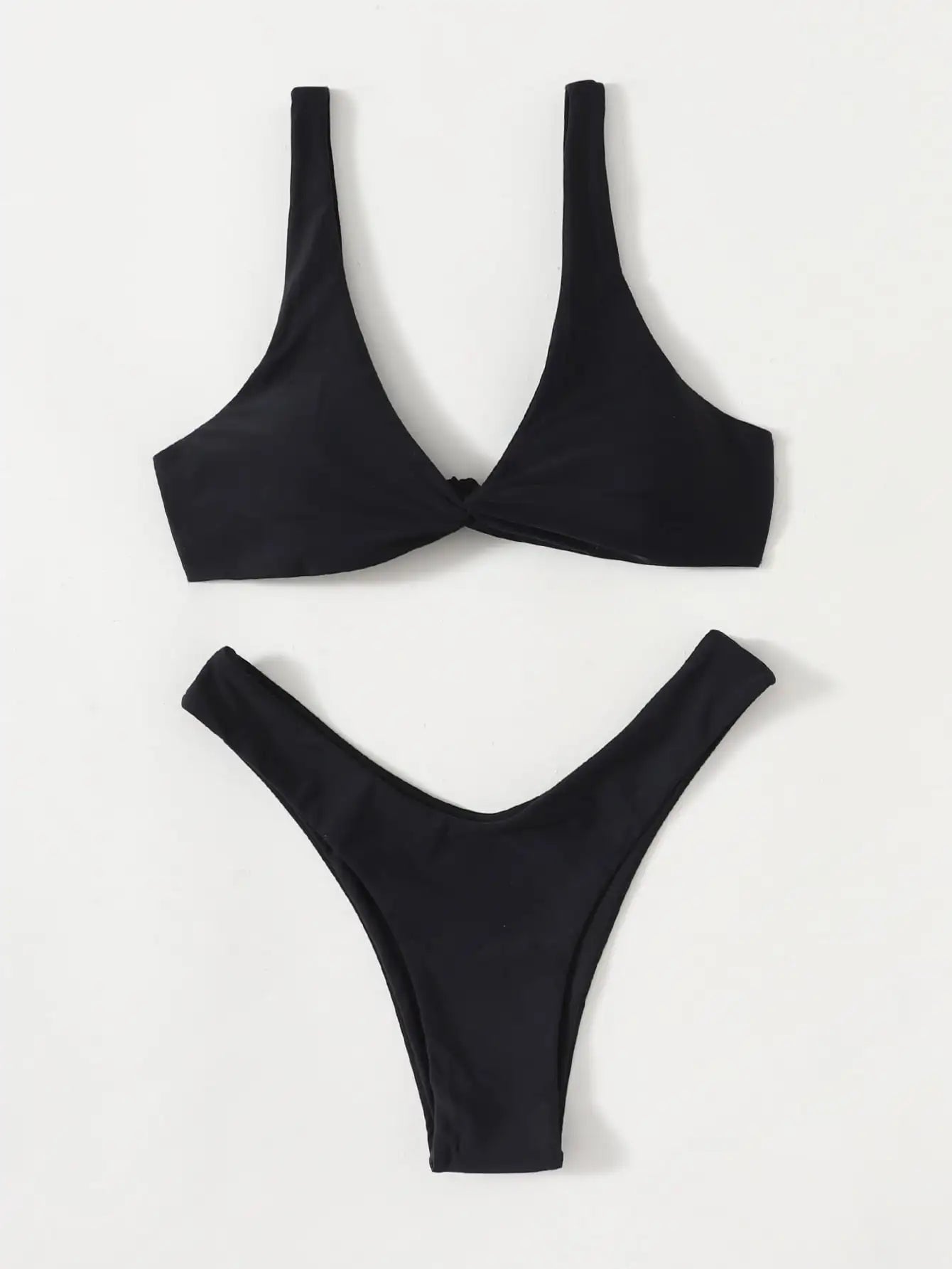 Tie-Detail Push-Up Bikini Set - High Leg Brazilian Swimwear
