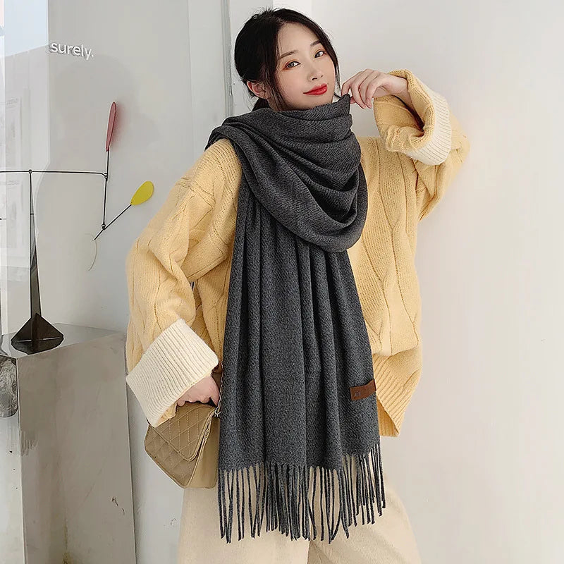 Premium Solid Winter Scarf - Soft Long Shawl Wrap