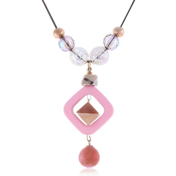 Fashion Acrylic Bead Long Necklace - Sweater Pendant Statement