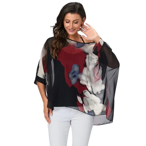 Plus Size Batwing Blouse - Casual Summer Button Shirt