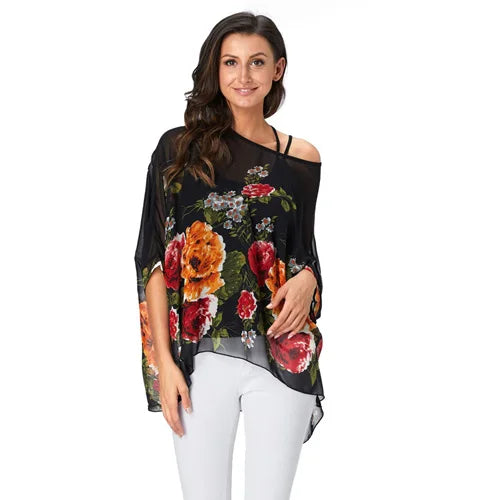 Plus Size Batwing Blouse - Casual Summer Button Shirt