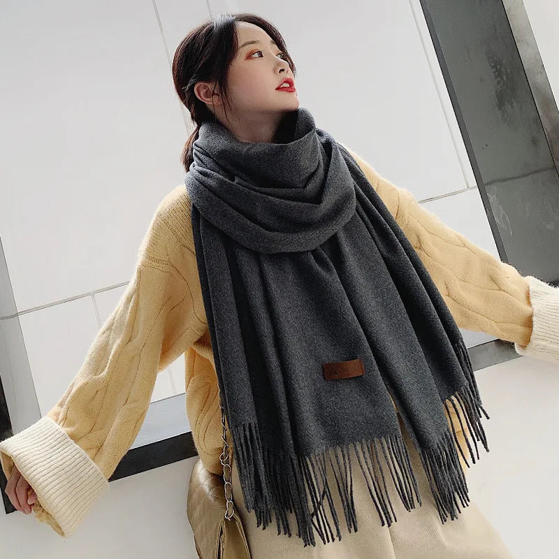 Premium Solid Winter Scarf - Soft Long Shawl Wrap