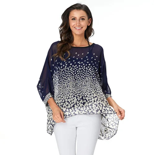 Plus Size Batwing Blouse - Casual Summer Button Shirt