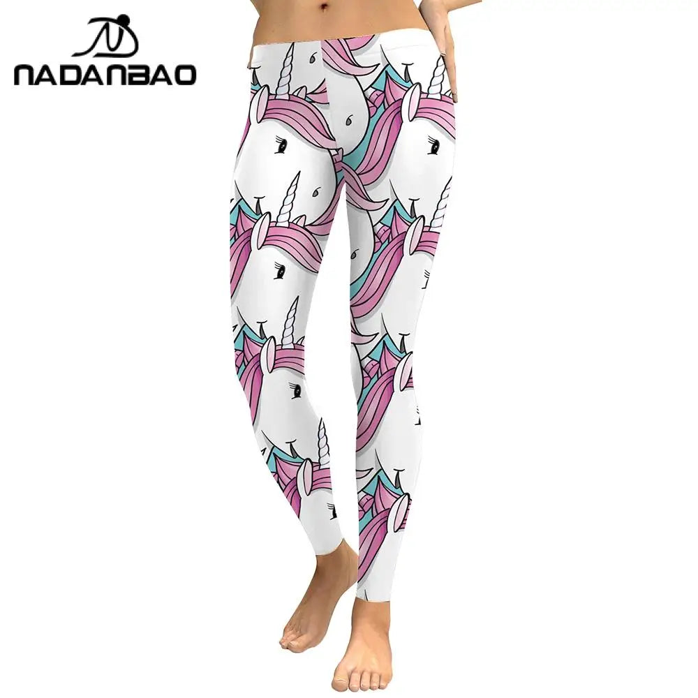 Unicorn Print Leggings - Stretchy Casual Activewear Fit