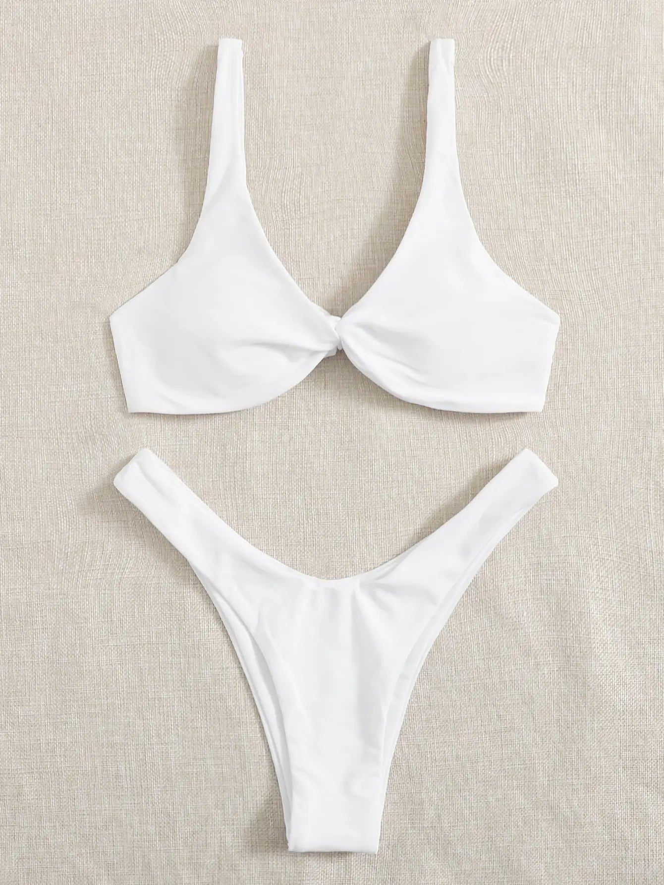 Tie-Detail Push-Up Bikini Set - High Leg Brazilian Swimwear