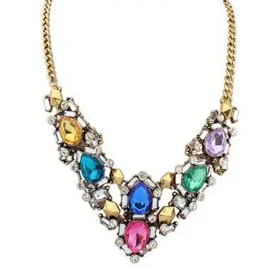 Vintage Gem Choker Necklace - Retro Statement Jewelry