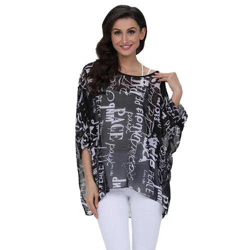 Plus Size Batwing Blouse - Casual Summer Button Shirt