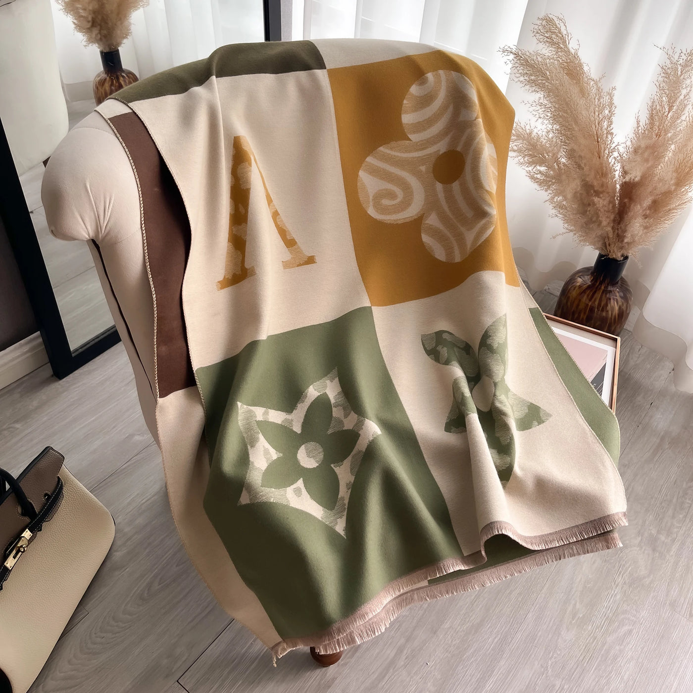 Luxury Jacquard Pashmina Shawl - Thick Warm Scarf Wrap