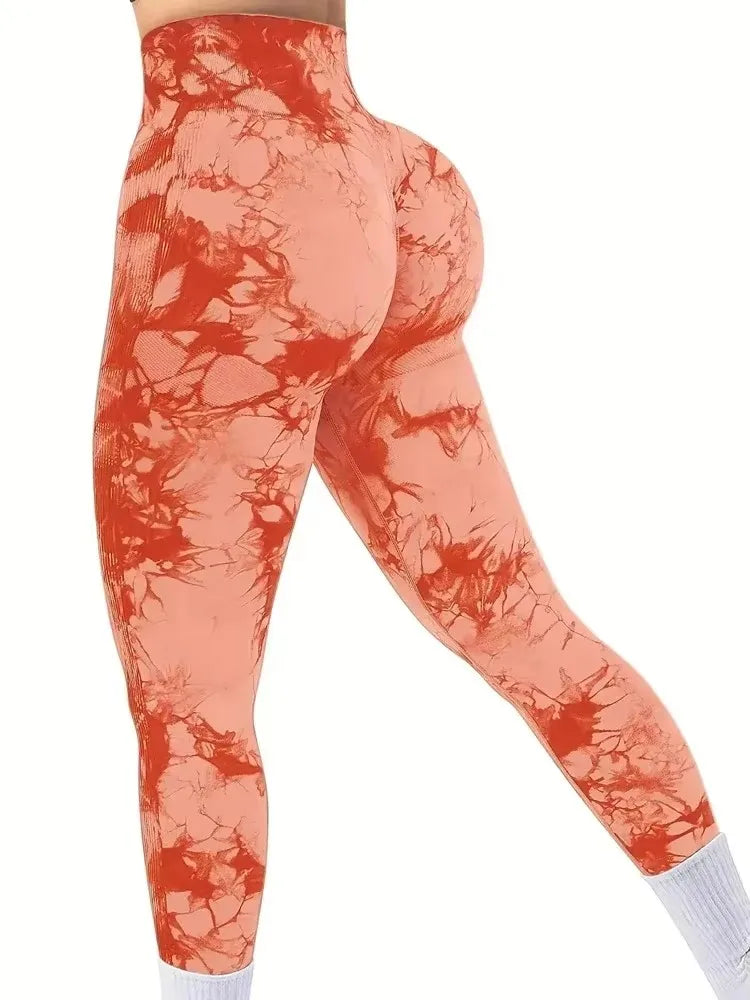 Tie-Dye Yoga Leggings - High-Waist Seamless Sculpt Fit
