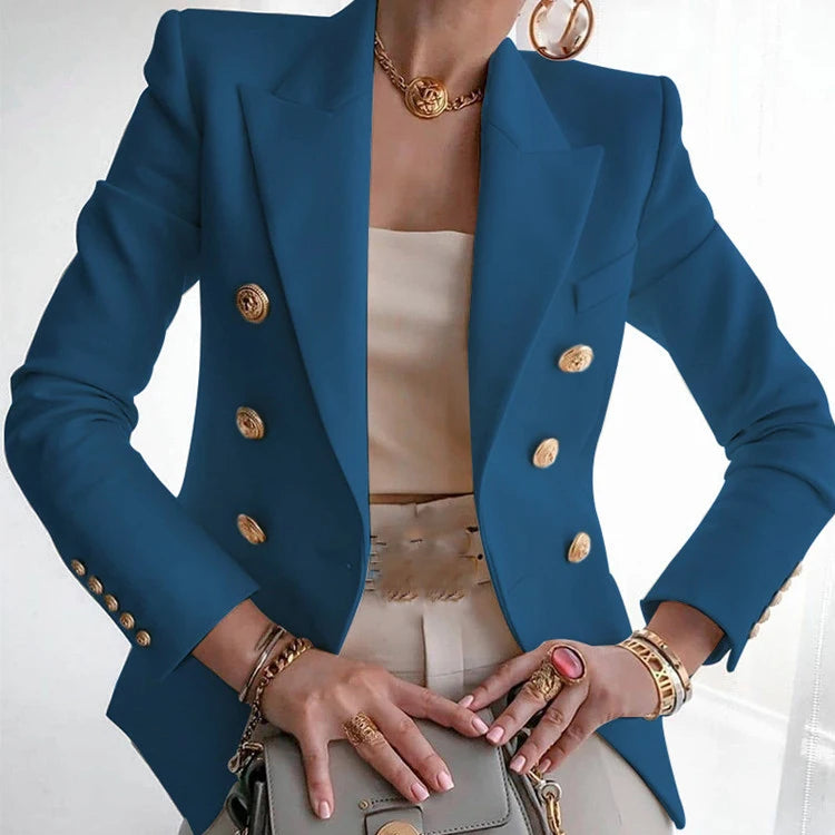 Elegant Tailored Jacket - Turn-Down Collar Office Outerwear