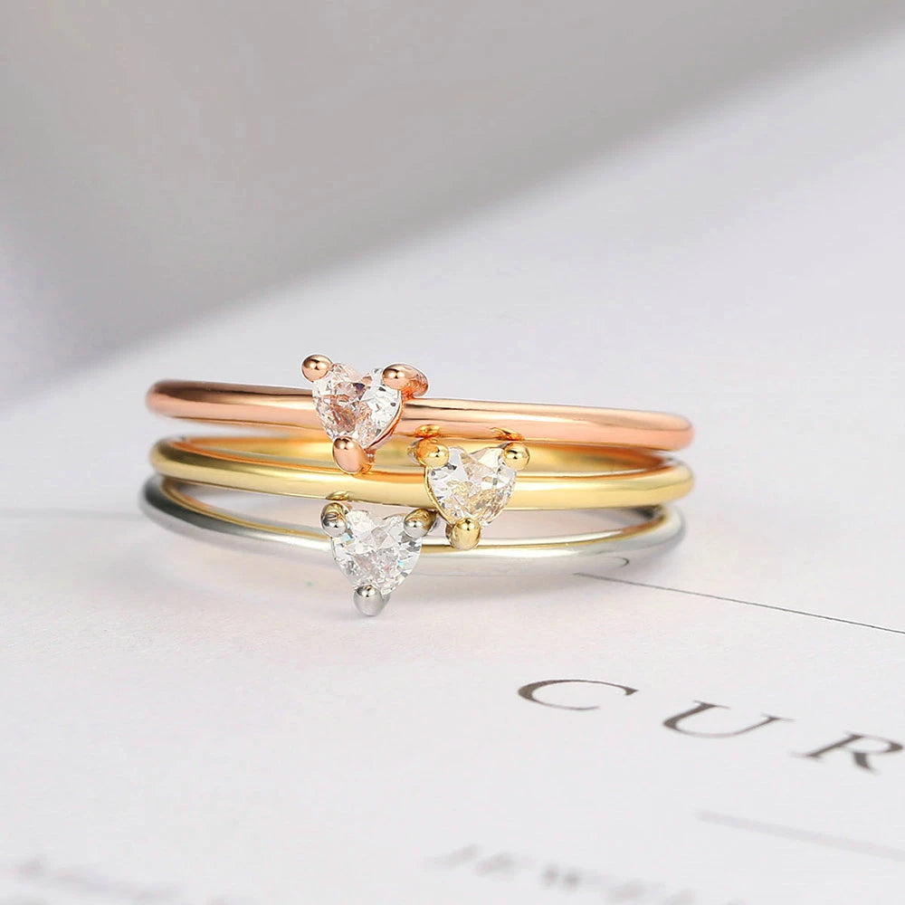Luxury Heart Zircon Ring - 14K Gold-Plated Minimalist Jewelry