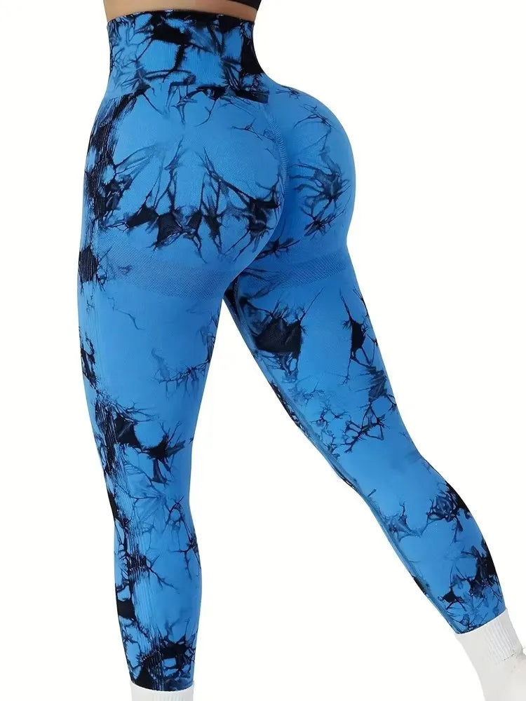 Tie-Dye Yoga Leggings - High-Waist Seamless Sculpt Fit