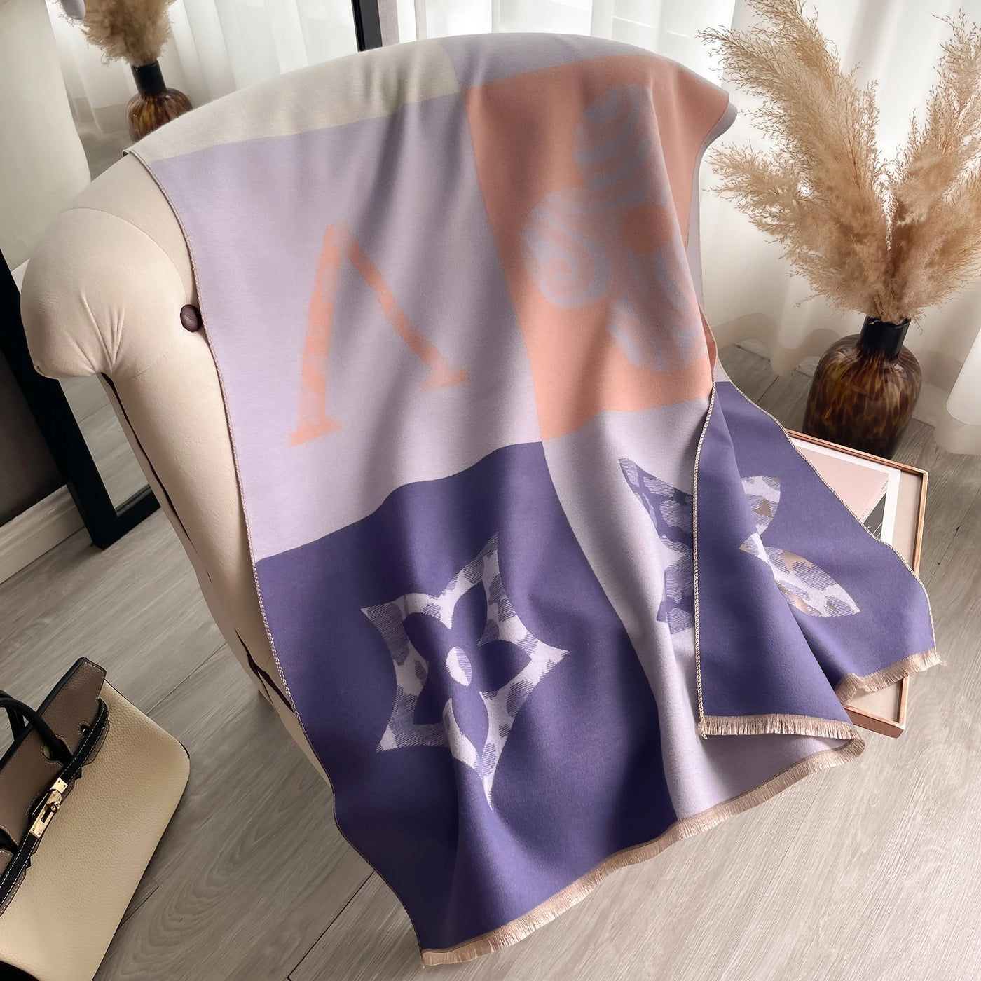 Luxury Jacquard Pashmina Shawl - Thick Warm Scarf Wrap