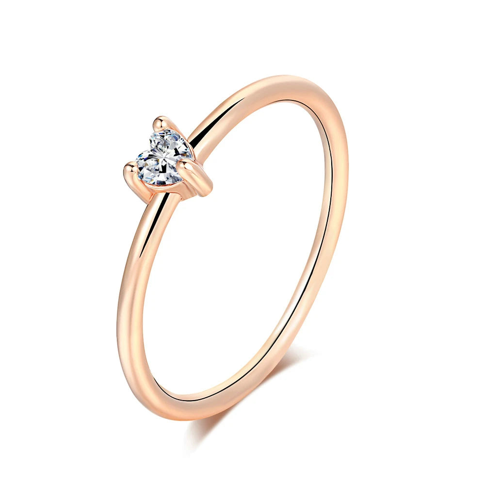 Luxury Heart Zircon Ring - 14K Gold-Plated Minimalist Jewelry