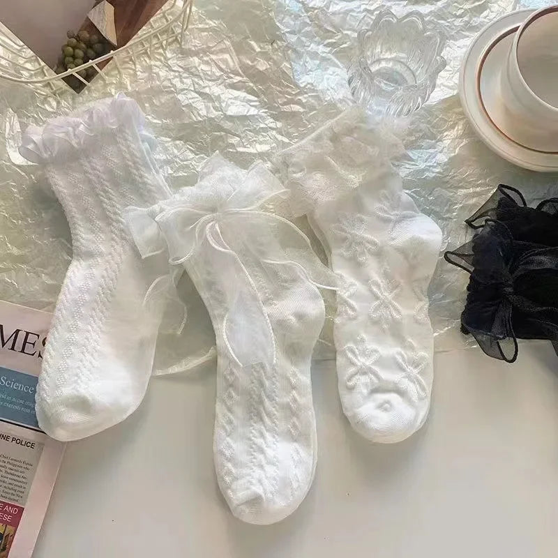 Lolita Lace Ruffle Socks - Sweet Japanese Style Pair