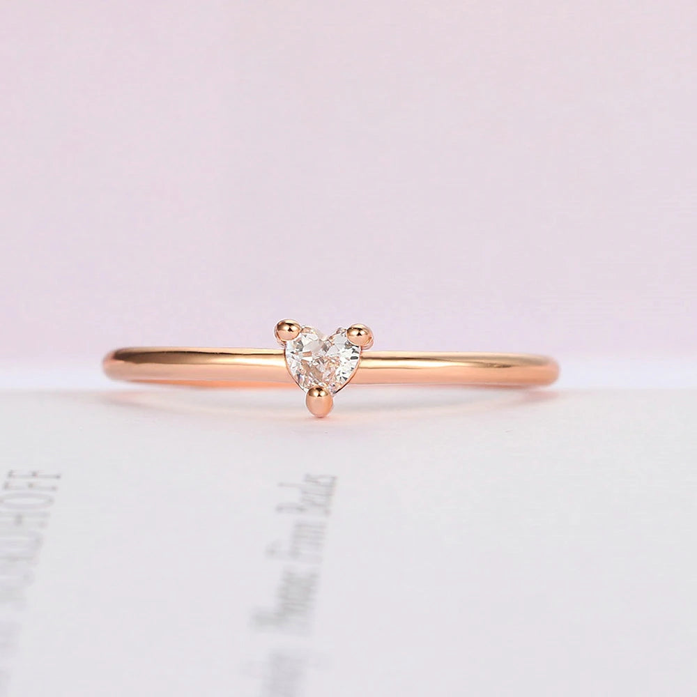 Luxury Heart Zircon Ring - 14K Gold-Plated Minimalist Jewelry