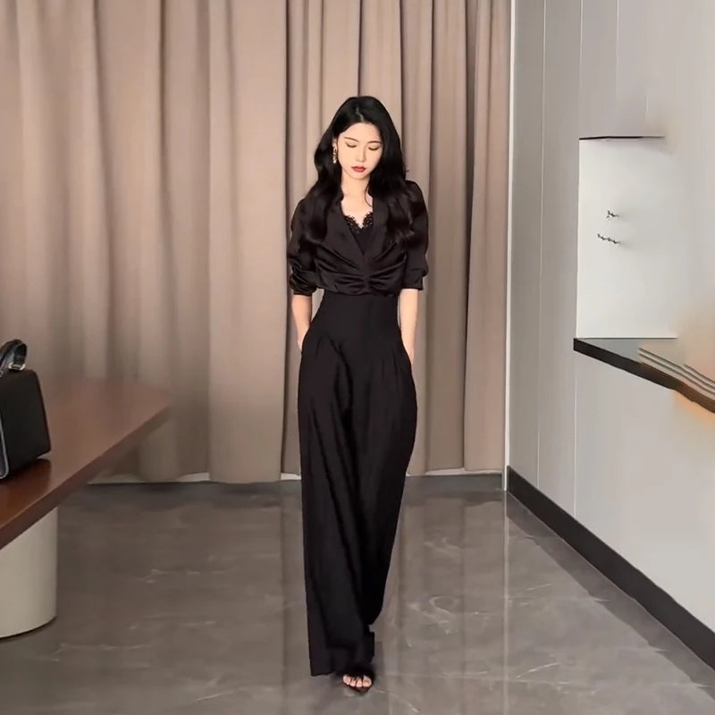 Elegant High-Waist Wide-Leg Pants - Office Ready Trousers