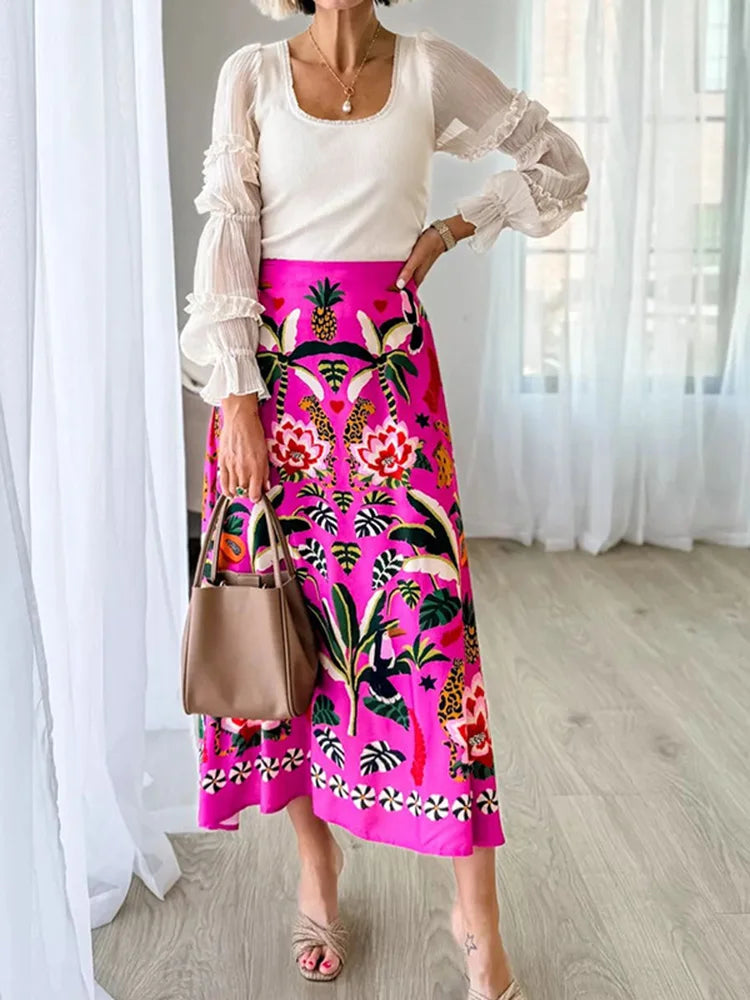Premium Printed A-Line Skirt - Floral Everyday Style