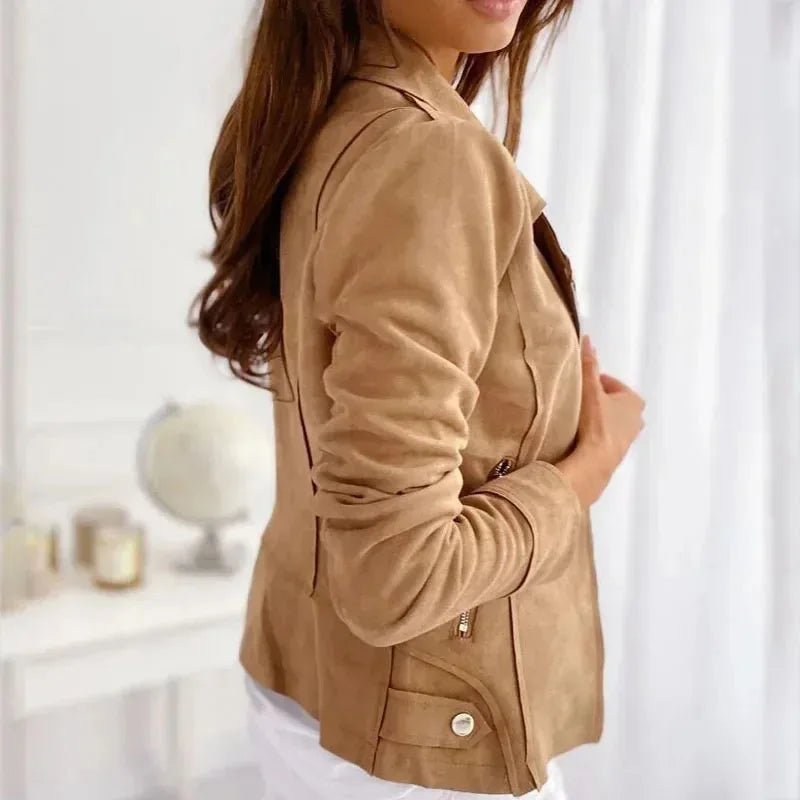 Vintage Suede-Look Jacket - Slim Casual Outerwear
