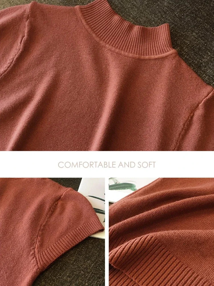 Half-High Neck Stretch Tee - Slim Fit Everyday Top