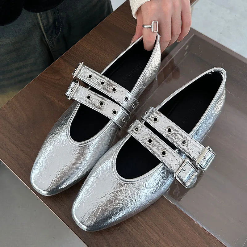 Premium Buckle Strap Ballet Flats - Round Toe Lolita Style