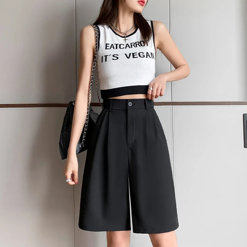 Premium Tailored Wide Leg Shorts - Knee Length Office Style