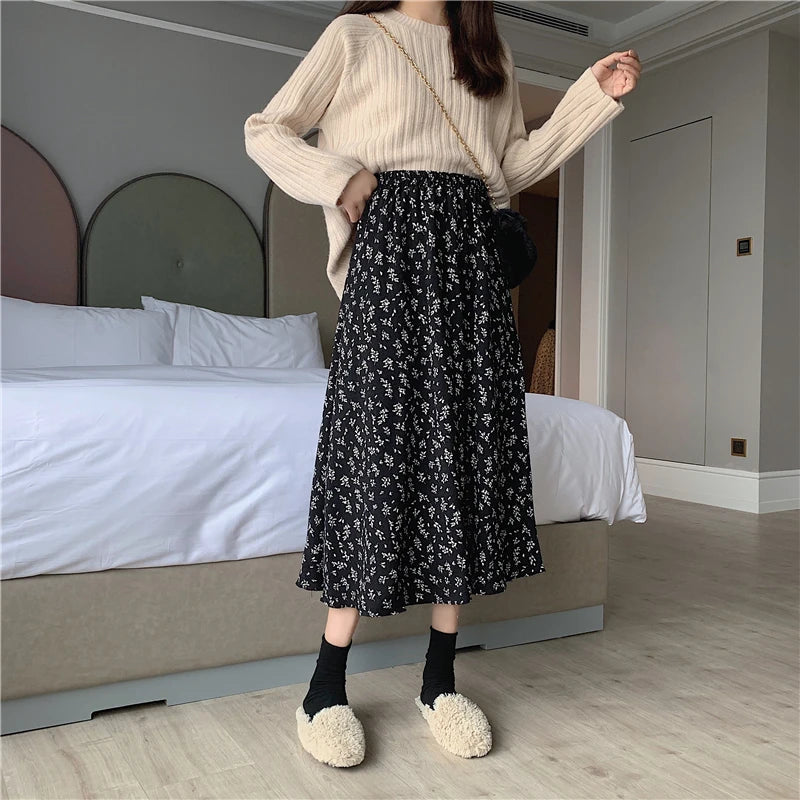 Premium Midi Skirt - High Waist Elegant Style